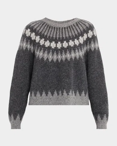 Nili Lotan Genevive Intarsia Alpaca Sweater In Grey Fair Isle