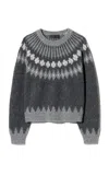 Nili Lotan Genevive Intarsia Alpaca Sweater In Grey