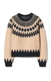 Nili Lotan Alena Geometric Wool Sweater In Tan