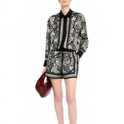 Nili Lotan Alfie Long Sleeve Printed Shirt In Mixed Paisley In Black