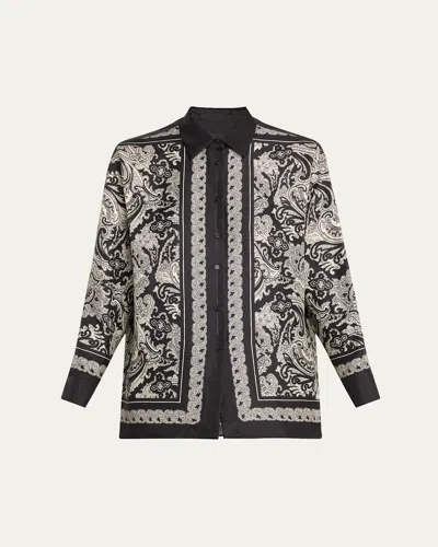 Nili Lotan Alfie Paisley Printed Silk Blouse