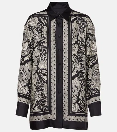 NILI LOTAN ALFIE PAISLEY SILK TWILL SHIRT