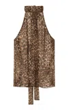 Nili Lotan Alla Tie-neck Leopard-print Silk Top In Animal Print