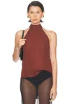 Nili Lotan Alla Halterneck Top In Brown