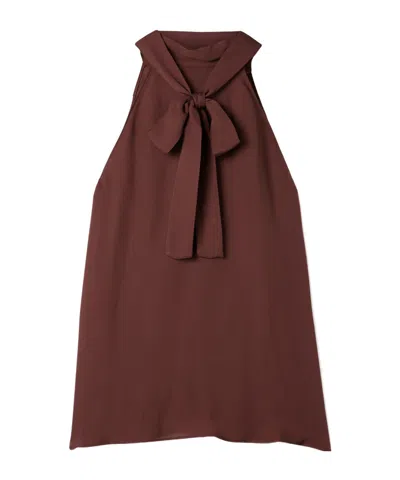 Nili Lotan Alla Silk-chiffon Halterneck Top In Brown