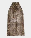 Nili Lotan Alla Vintage Leopard Print Halter Top In Multi