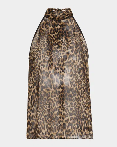 Nili Lotan Alla Vintage Leopard Print Halter Top In Multi