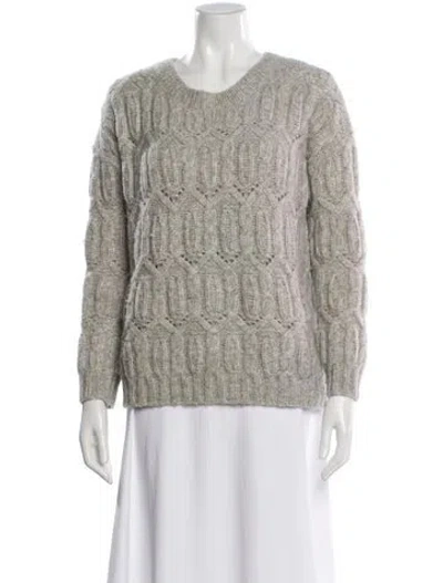 Pre-owned Nili Lotan Alpaca Crew Neck Sweater In Gray