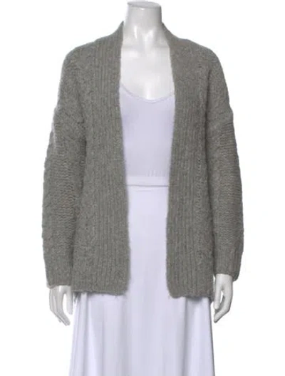 Pre-owned Nili Lotan Alpaca Open Front Sweater In Grey