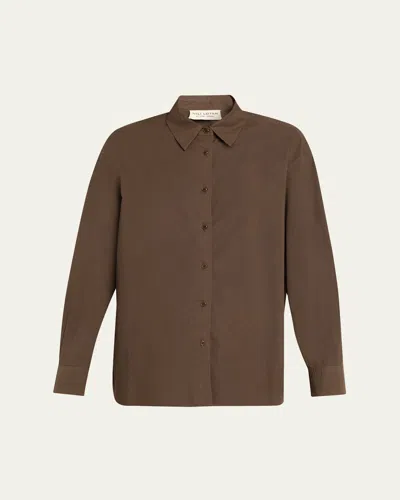 Nili Lotan Amante Cotton Oversized Button-down Shirt In Brown