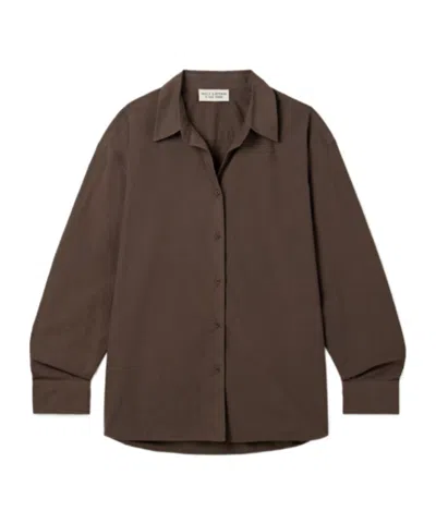 Nili Lotan Amante Cotton-poplin Shirt In Brown