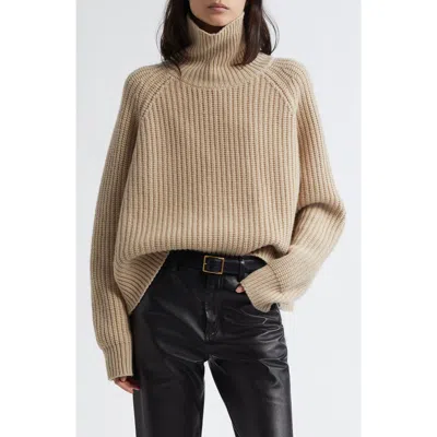 Nili Lotan Amaya Fisherman Knit Cashmere Turtleneck Sweater In Brown
