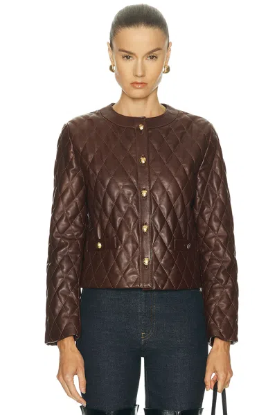 Nili Lotan Amy Cropped Quilted Leather Jacket In Brown
