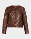 Nili Lotan Amy Quilted Leather Jacket In Brown