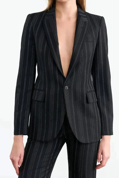 Nili Lotan Anabel Blazer In Black Pinstripe