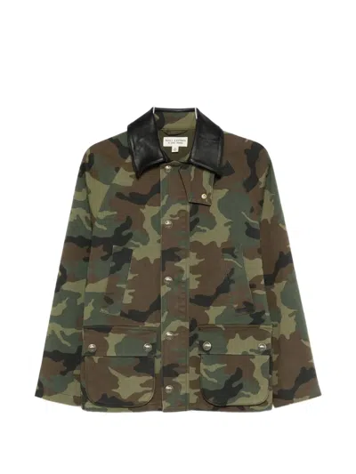 Nili Lotan Casual Jacket High Collar Camouflage Pattern Pockets In Green