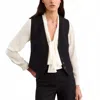 Nili Lotan Angelina Pinstripe Button Front Vest In Black Pinstripe In Black