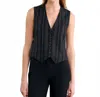 Nili Lotan Angelina Vest In Black Pinstripe In Multi