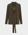 Nili Lotan Angelique Tie Neck Blouse In Loden In Loden