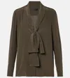 Nili Lotan Angelique Tie Neck Blouse In Loden In Green