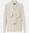 Nili Lotan Irina Pussy-bow Striped Silk-georgette Blouse In Brandy Stripes