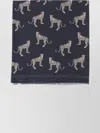 Nili Lotan Animal Motif Scarf Fringed Edges In Blue