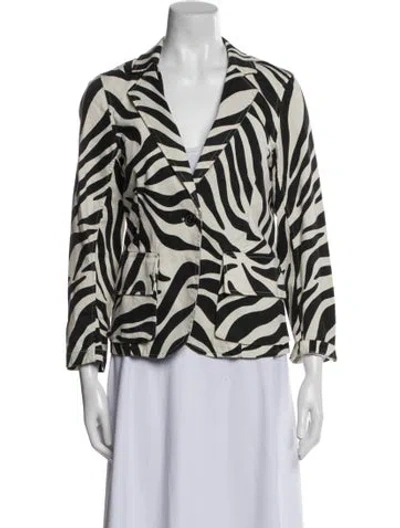 Pre-owned Nili Lotan Animal Print Blazer In Blue