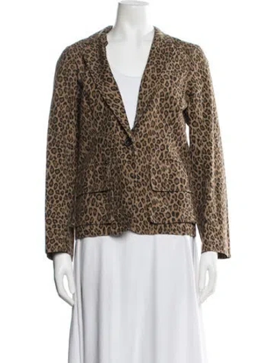 Pre-owned Nili Lotan Animal Print Blazer In Brown