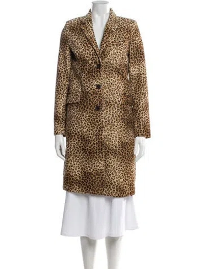 Pre-owned Nili Lotan Animal Print Coat In Brown