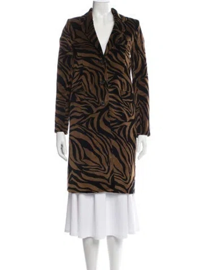Pre-owned Nili Lotan Animal Print Coat In Brown