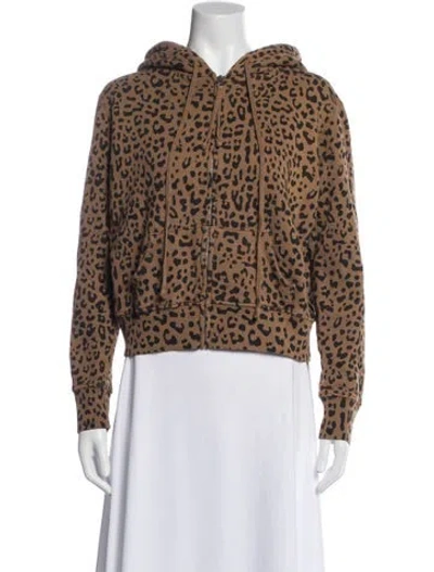 Pre-owned Nili Lotan Animal Print Crew Neck Hoodie In Brown