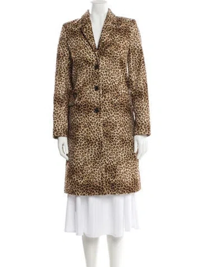 Pre-owned Nili Lotan Animal Print Faux Fur Coat In Brown