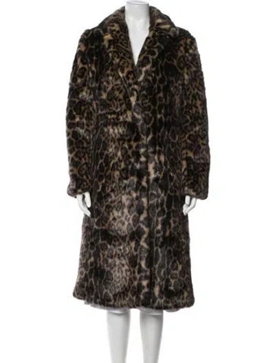 Pre-owned Nili Lotan Animal Print Faux Fur Coat In Brown