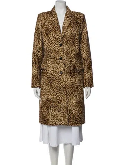 Pre-owned Nili Lotan Animal Print Faux Fur Coat W/ Tags In Neutral