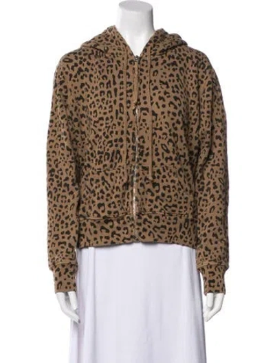 Pre-owned Nili Lotan Animal Print Faux Fur Jacket In Brown