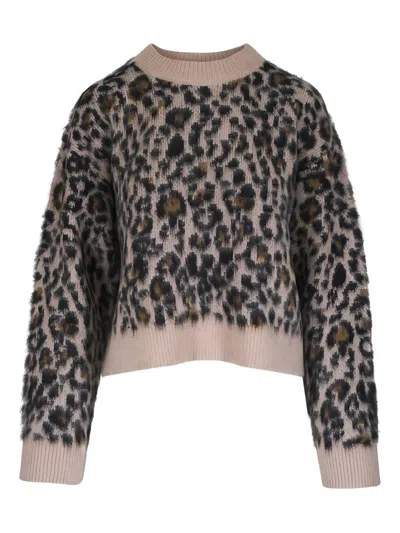 Nili Lotan Zamira Leopard-jacquard Cashmere And Silk-blend Sweater In Brown