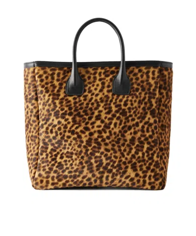 Nili Lotan Freddie Leather-trimmed Animal-print Calf Hair Tote In Brown