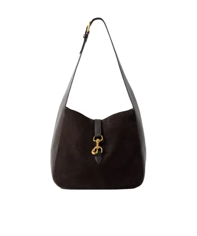 Nili Lotan Anita Suede And Leather Shoulder Bag In Brown