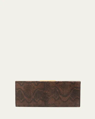 Nili Lotan Anjelica Snakeskin-embossed Leather Clutch Bag In Espresso/black