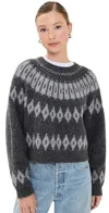 Nili Lotan Genevive Intarsia Alpaca Sweater In Grey Fair Isle