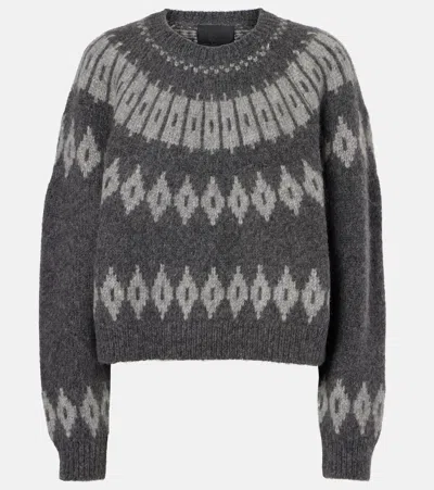 Nili Lotan Genevive Intarsia Alpaca Sweater In Grey Fair Isle