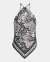Nili Lotan Audrey Paisley-print Silk Scarf Cami Top In Multi