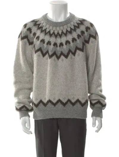 Pre-owned Nili Lotan Baby Alpaca Printed Pullover In Gray