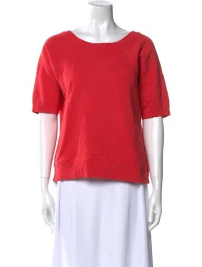 Pre-owned Nili Lotan Bateau Neckline Short Sleeve T-shirt In Red