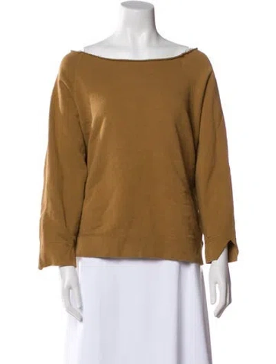 Pre-owned Nili Lotan Bateau Neckline Three-quarter Sleeve Sweatshirt In Brown