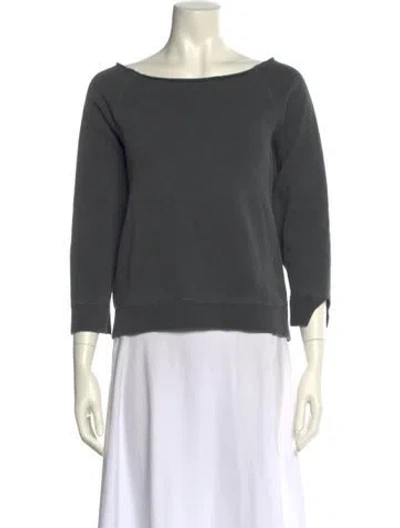 Pre-owned Nili Lotan Bateau Neckline Three-quarter Sleeve Sweatshirt In Gray