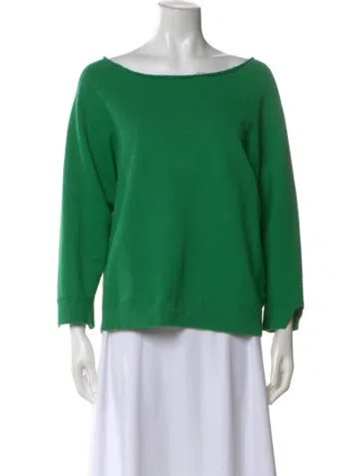 Pre-owned Nili Lotan Bateau Neckline Three-quarter Sleeve Sweatshirt In Green
