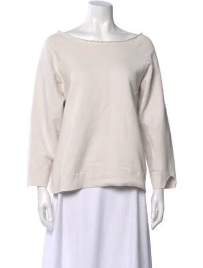 Pre-owned Nili Lotan Bateau Neckline Three-quarter Sleeve Sweatshirt In Neutral