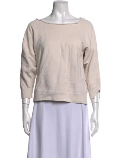 Pre-owned Nili Lotan Bateau Neckline Three-quarter Sleeve Sweatshirt In Neutrals