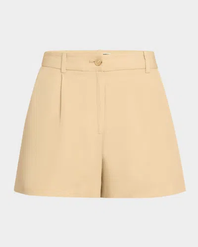 NILI LOTAN BEATRICE PLEATED LINEN SHORTS